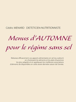 cover image of Menus d'automne pour le régime sans sel